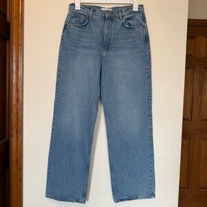 Reformation Women's 30 Cary High Rise Slouchy Straight Leg Blue Jeans